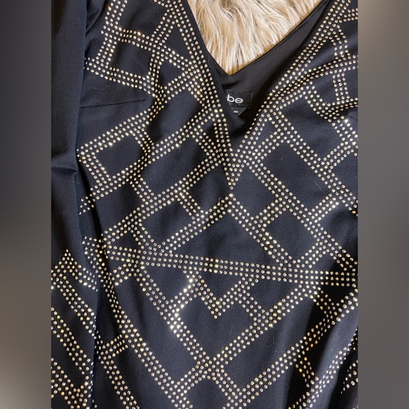 Vintage Bebe body-con rhinestone long sleeve dress - Picture 2 of 5